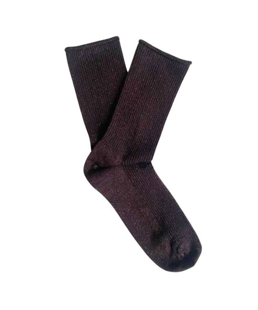 Klue - Glitter Lurex Socks - Chocolate Dark Brown, socks, Klue - Say It Sister