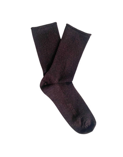 Klue - Glitter Lurex Socks - Chocolate Dark Brown, socks, Klue - Say It Sister
