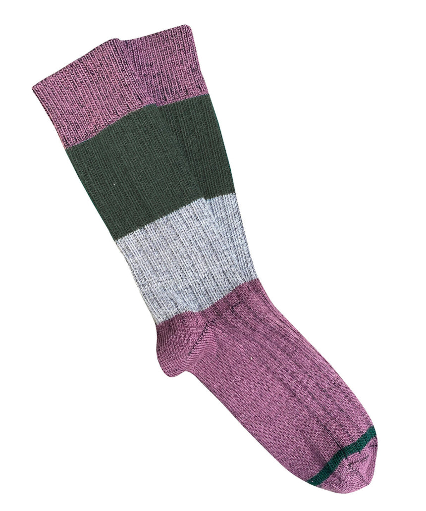 Tightology chunky rib Merino wool socks in mauve, featuring thick knit texture and cozy fit for cold weather.