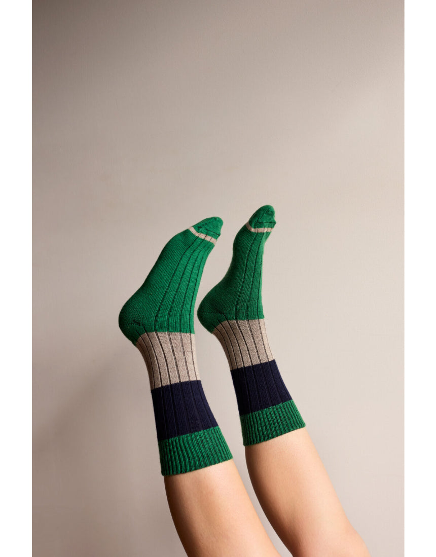 Tightology chunky rib Merino wool socks in lark green with thick, cozy knit texture for warmth and comfort.