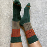 Tightology chunky rib Merino wool socks in bottle green, featuring thick knit texture and comfortable fit for cold weather.