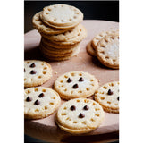 Suck UK customizable cookie stamp with wooden handle and engraved design for personalized baking cookies.