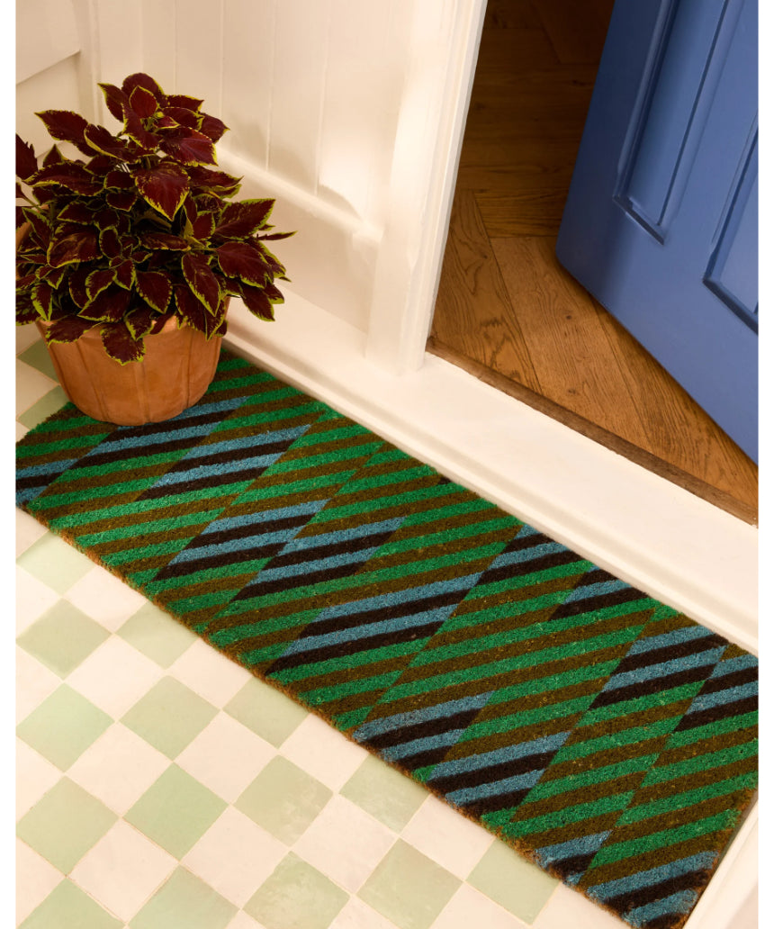 Bonnie & Neil - Patchwork Blue Green Long Door Mat, Door Mats, Bonnie and Neil - Say It Sister