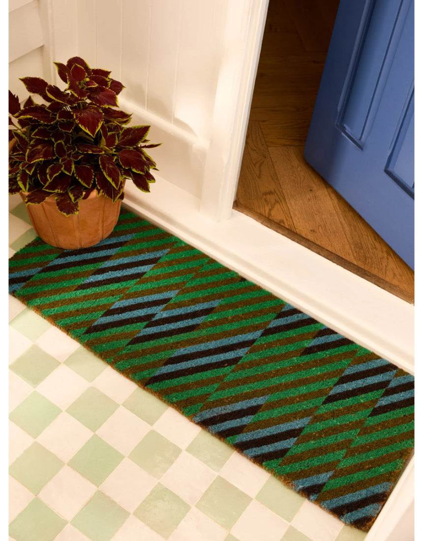 Bonnie & Neil - Patchwork Blue Green Long Door Mat, Door Mats, Bonnie and Neil - Say It Sister