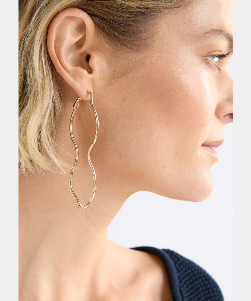 Elk - Svel Long Hoop Earring Gold, Earrings, Elk - Say It Sister