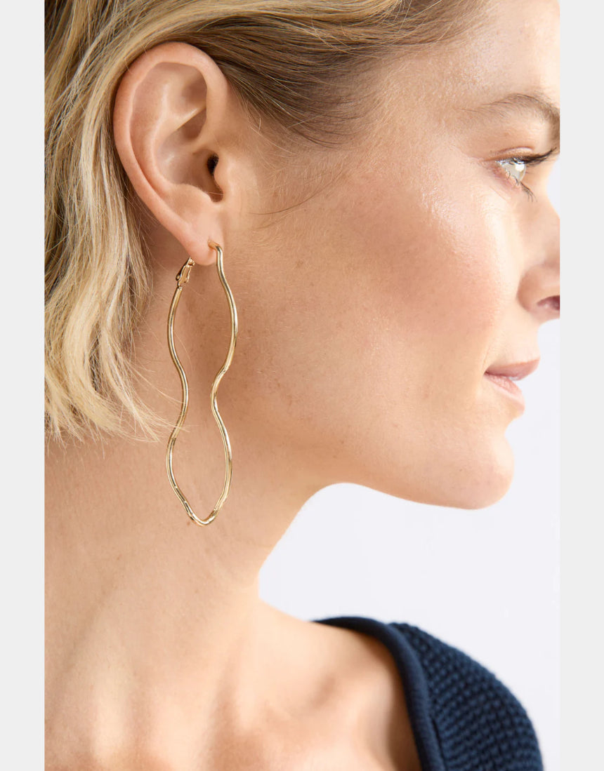 Elk - Svel Long Hoop Earring Gold, Earrings, Elk - Say It Sister