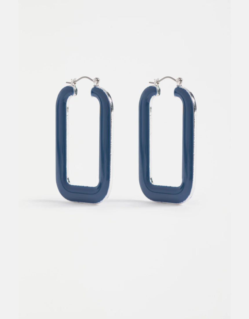 Elk - Innfellt Square Hoop Earring Denim Blue, Earrings, Elk - Say It Sister