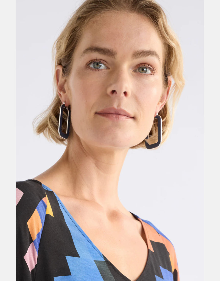 Elk - Innfellt Square Hoop Earring Denim Blue, Earrings, Elk - Say It Sister