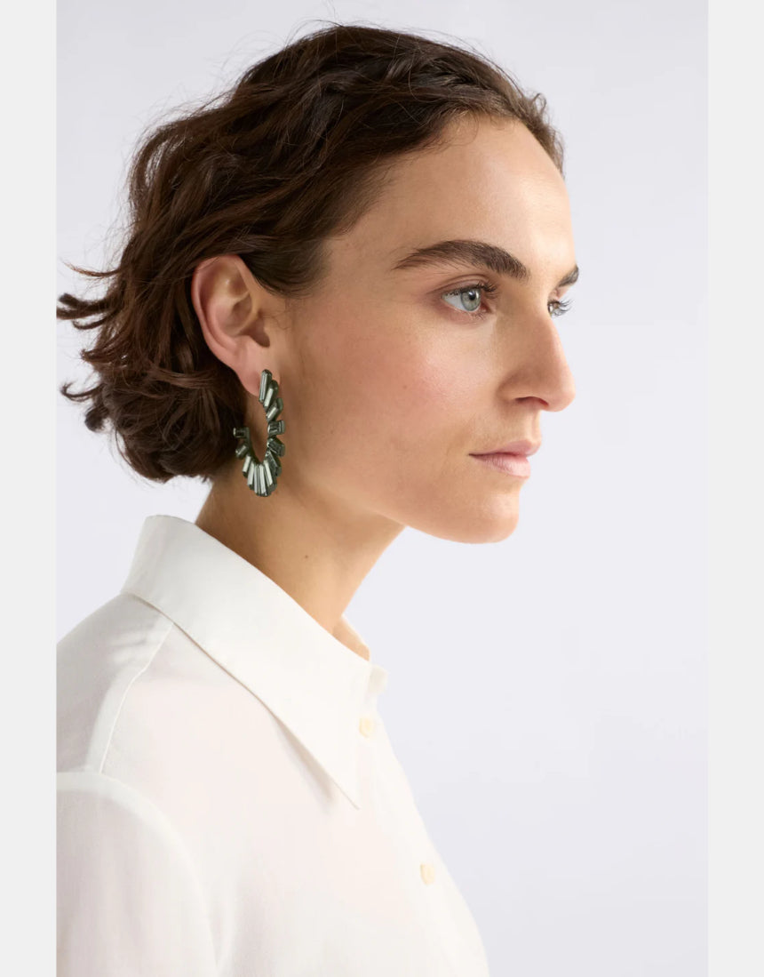 Elk - Julie Large Hoop Earring Dark Olive, Earrings, Elk - Say It Sister