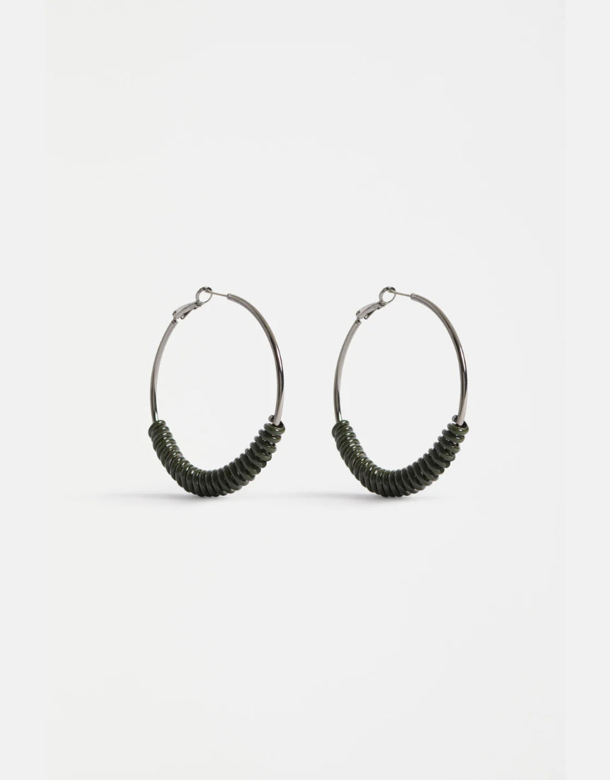 Elk - Vrid Hoop Earring Dark Olive, Earrings, Elk - Say It Sister