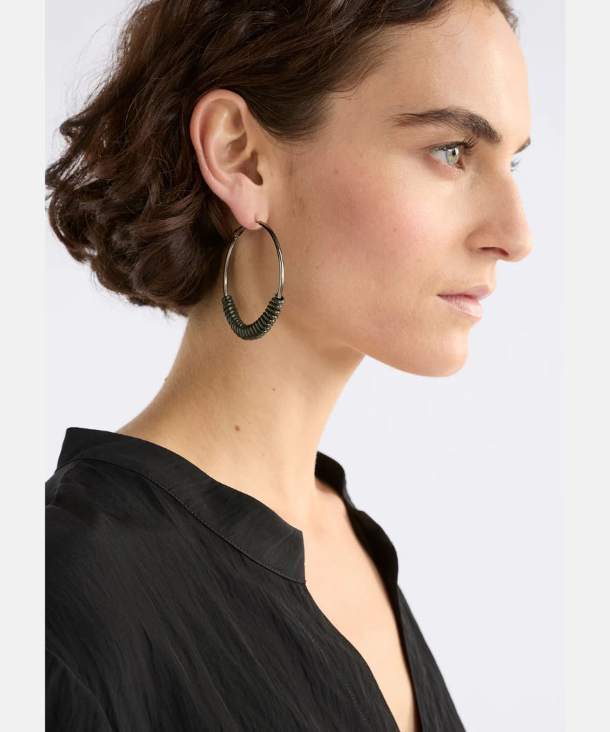 Elk - Vrid Hoop Earring Dark Olive, Earrings, Elk - Say It Sister