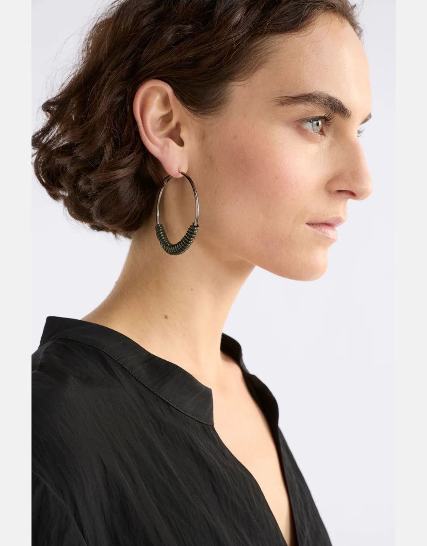 Elk - Vrid Hoop Earring Dark Olive, Earrings, Elk - Say It Sister