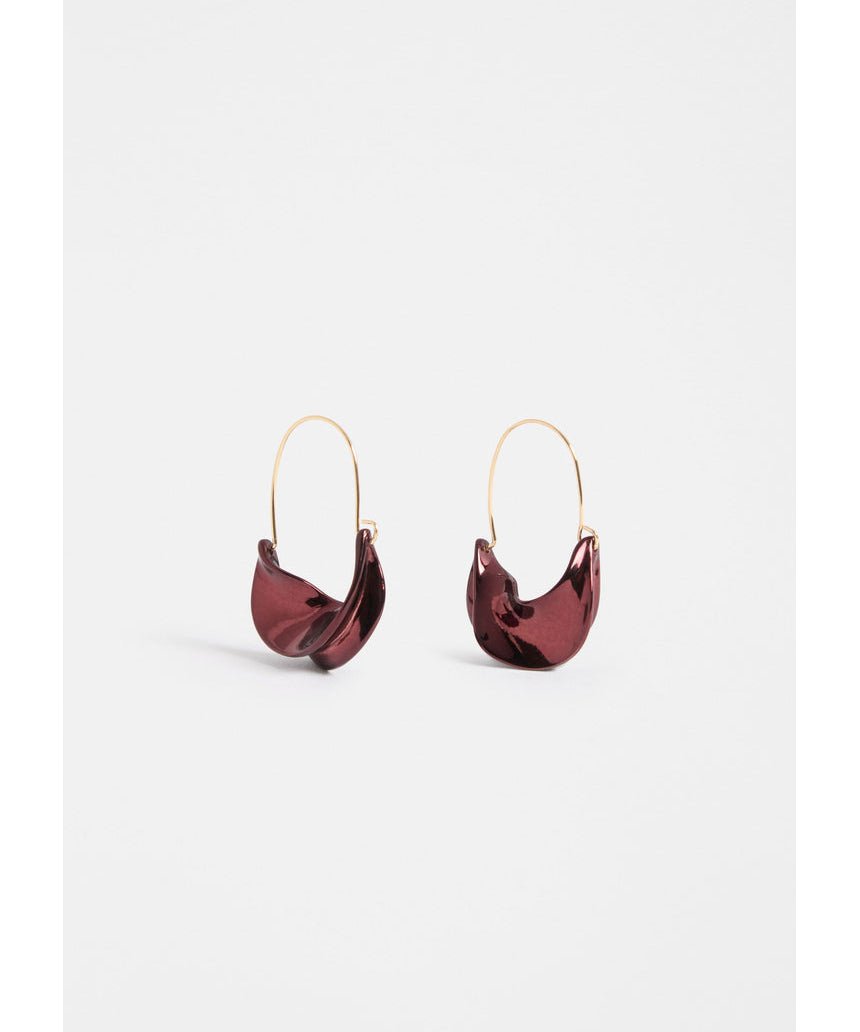 ELK The Label Siita hoop earring in espresso color, showcasing a stylish, rounded metal design on a white background.