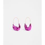 Fuchsia ELK The Label Siita hoop earring, vibrant pink, metal hoop design, close-up view showcasing stylish jewelry accessory.