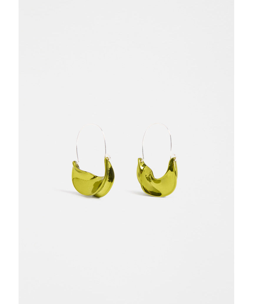 ELK The Label Siita Hoop Earring in artichoke green, featuring a stylish circular design on a neutral background.