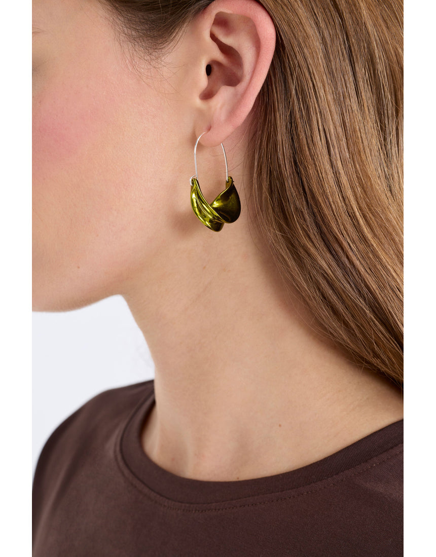 ELK The Label Siita hoop earring in artichoke color, showcasing a stylish gold-toned circular earring with a smooth finish.