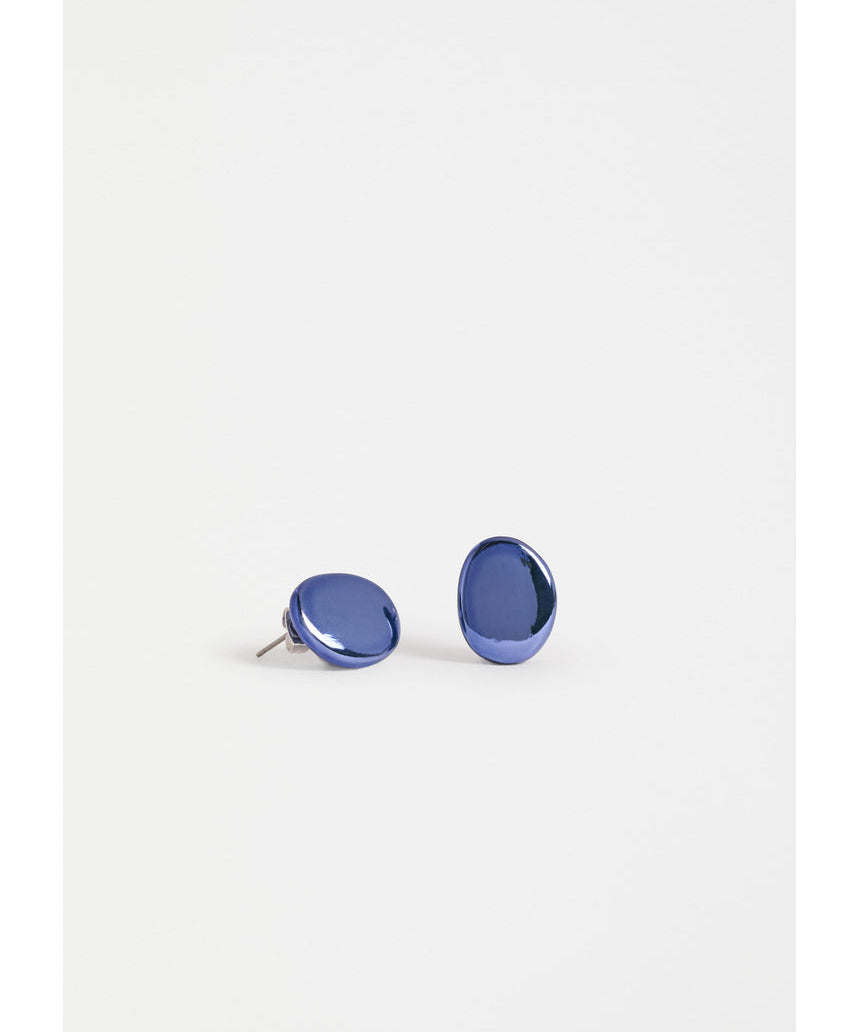 Dusk blue Elk Atur Mini Stud Earrings by ELK The Label, small round earrings with a smooth finish, shown on a white background.
