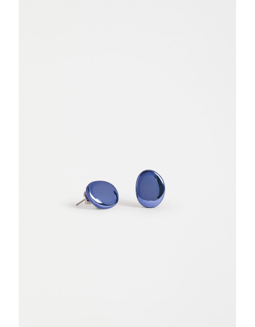 Dusk blue Elk Atur Mini Stud Earrings by ELK The Label, small round earrings with a smooth finish, shown on a white background.