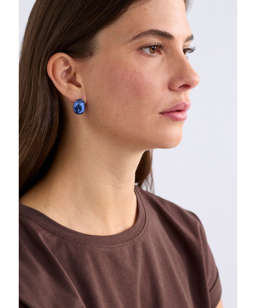 ELK The Label Atur Mini Stud Earrings in Dusk Blue, small round earrings with a smooth finish, suitable for everyday wear