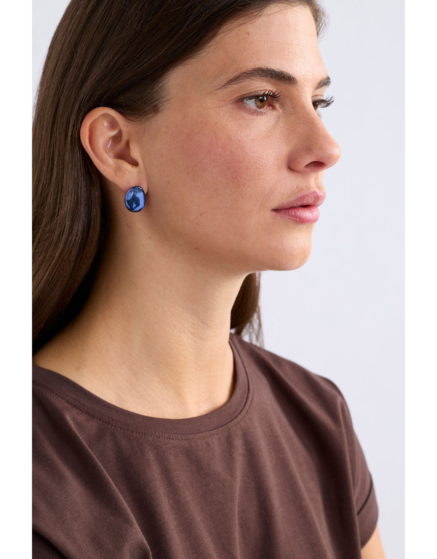 ELK The Label Atur Mini Stud Earrings in Dusk Blue, small round earrings with a smooth finish, suitable for everyday wear