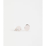 Silver Elk Atur Mini Stud Earrings from ELK The Label featuring small, sleek silver earrings on a plain background.