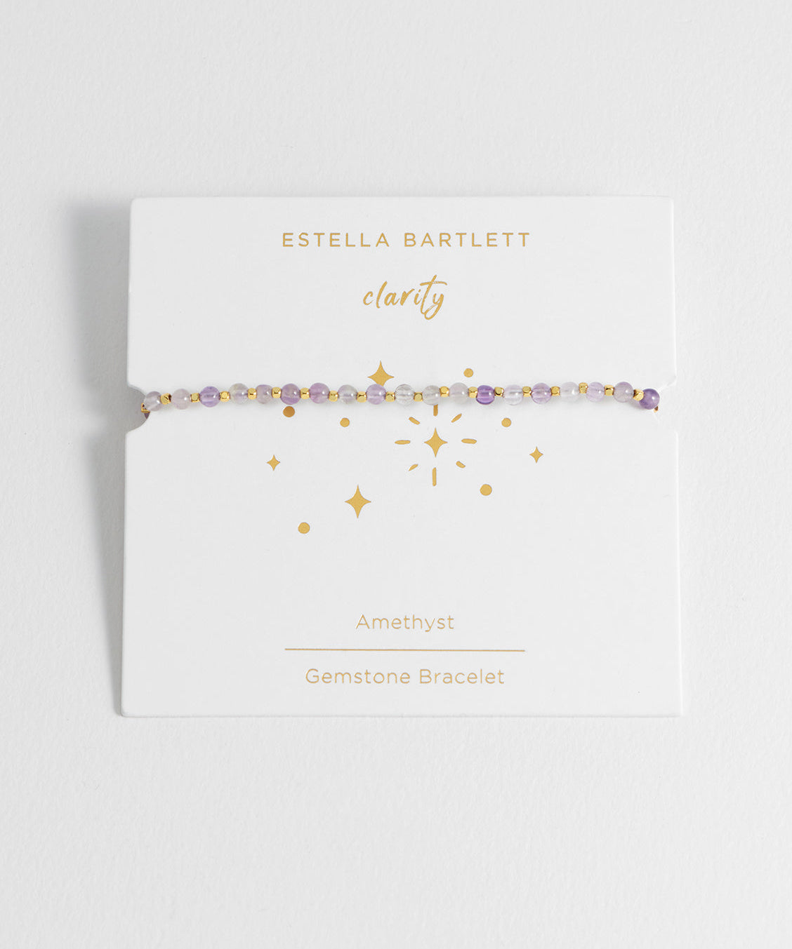 Estella Bartlett Amethyst Gemstone Amelia Bracelet featuring a delicate silver chain with a central purple amethyst gemstone.