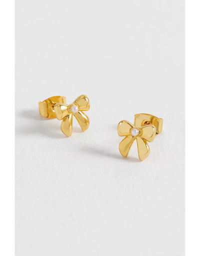 Estella Bartlett - Pearl Bow Stud Earrings Gold, Earrings, Estella Bartlett - Say It Sister