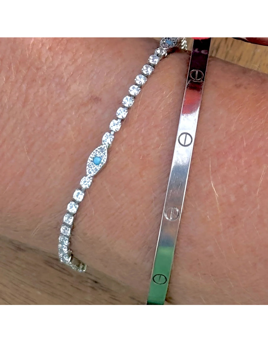 Evil Eye Protection Tennis Bracelet, , Salty Safari - Say It Sister