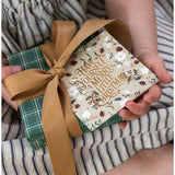 Bespoke Letterpress Christmas Village 6-pack greeting card box set with festive village illustrations on white cardstock