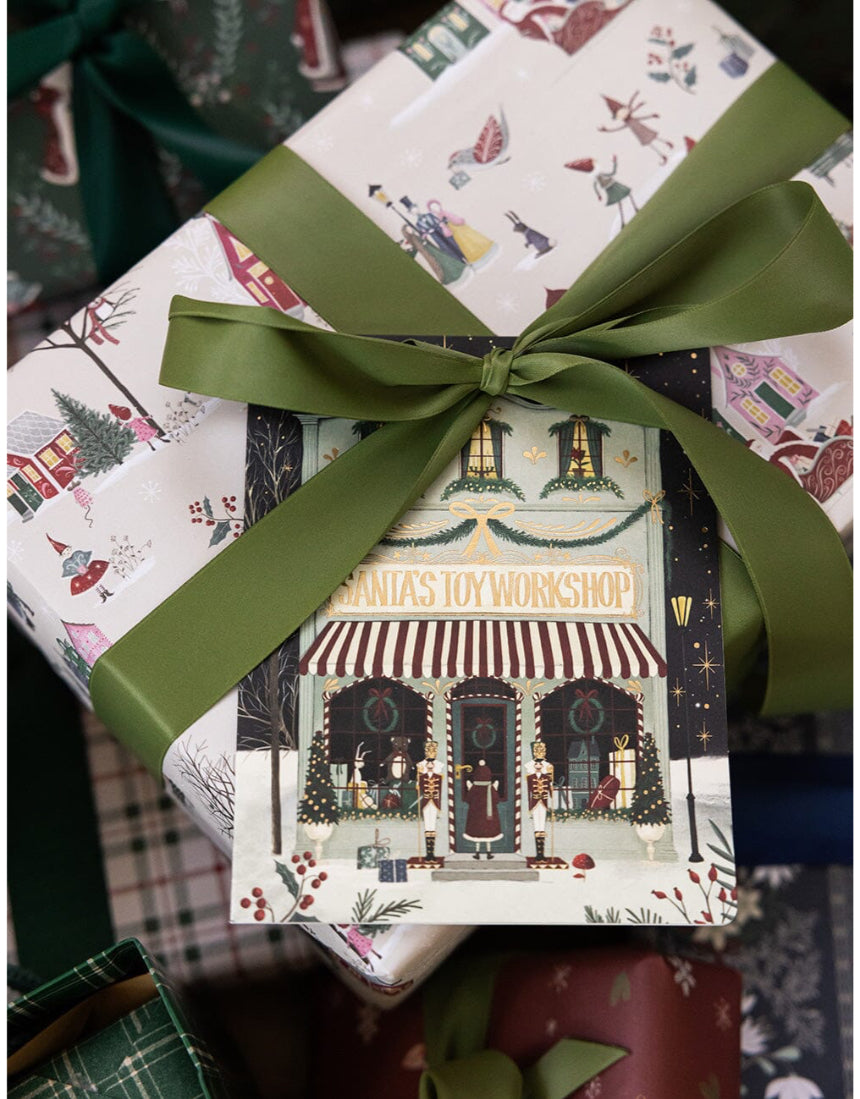 Bespoke Letterpress Christmas Village 6-pack greeting card box set with festive holiday designs and elegant letterpress details.