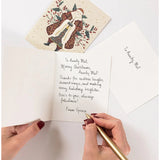 Bespoke Letterpress Christmas Village 6-pack greeting card box set with festive holiday illustrations and elegant lettering.