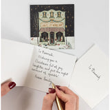 Bespoke Letterpress Christmas Village 12-pack square greeting card box set featuring festive holiday village illustrations.