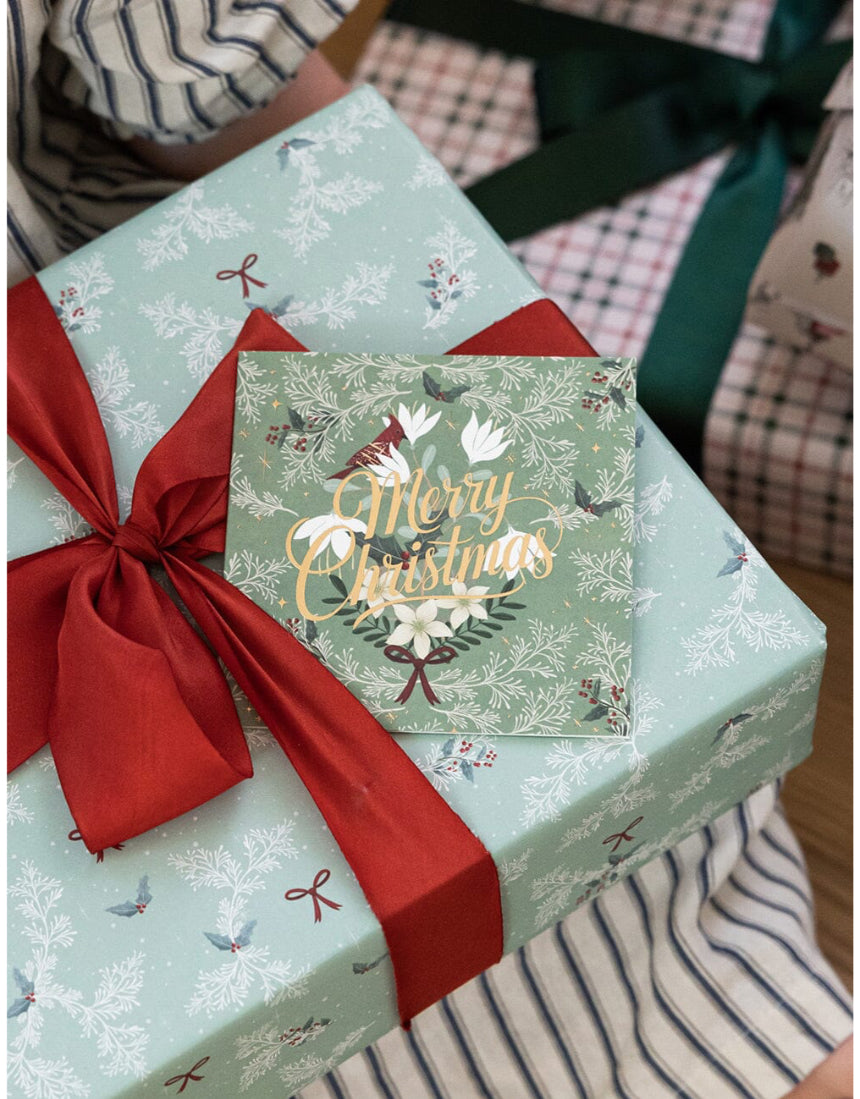 Bespoke Letterpress Christmas Village 12-pack square greeting card box set with festive holiday village illustrations.