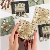 Set of 12 square Christmas Village greeting cards by Bespoke Letterpress, featuring festive holiday illustrations.