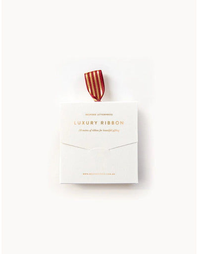Bespoke Letterpress - Red Gold Foil Striped Ribbon - 10 metres, ribbon, Bespoke Letterpress - Say It Sister