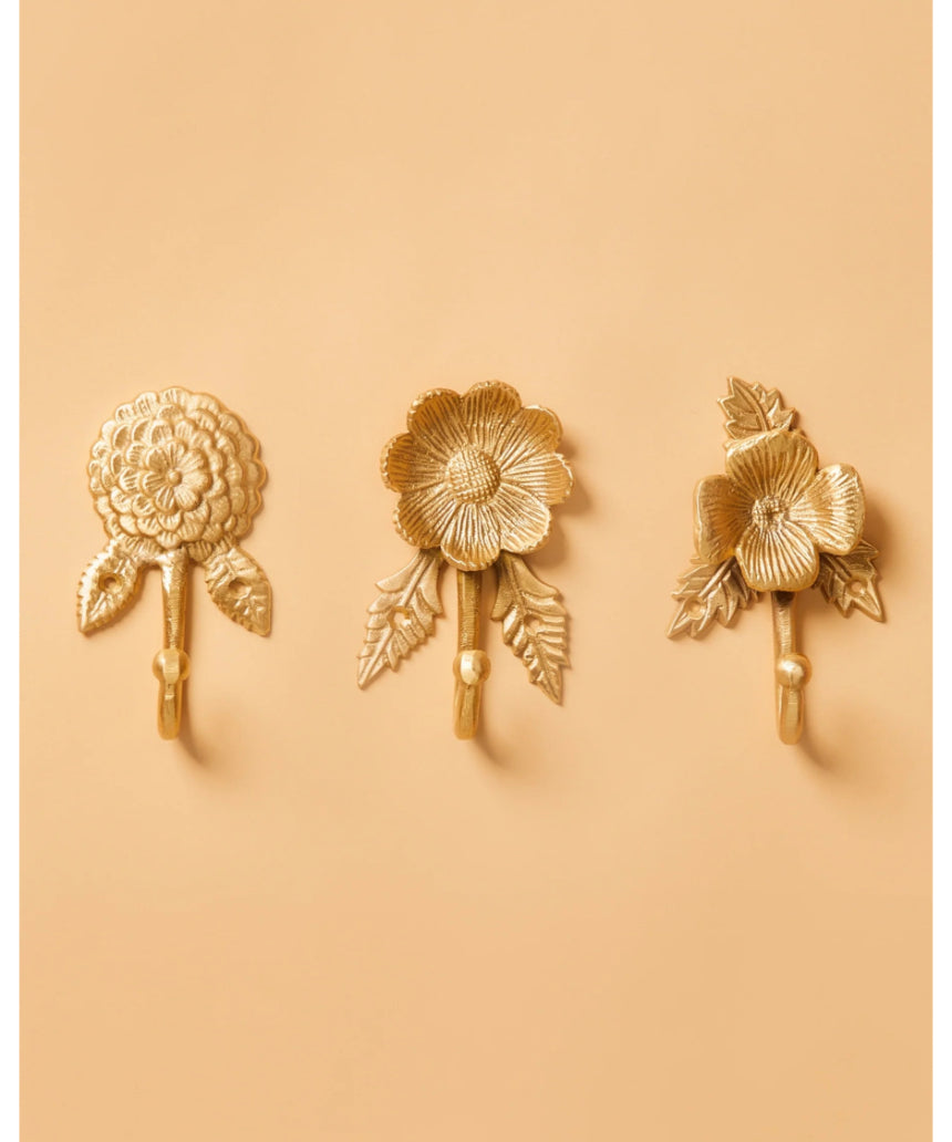Brass Daisy Wall Hook by Bonnie and Neil, featuring a delicate daisy flower design for stylish wall organization.