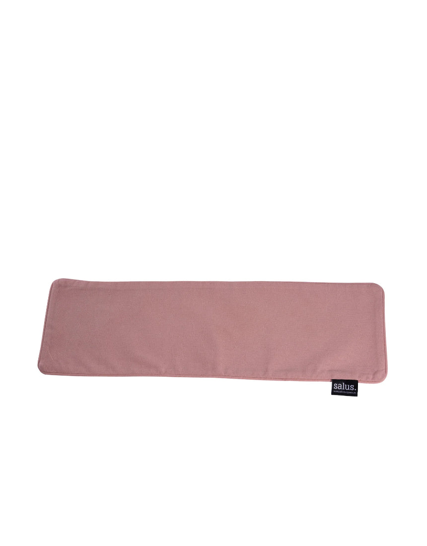 Salus lavender and barley heat pillow with blush cover, soft fabric for relaxing bath and body use.