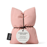 Salus lavender and barley heat pillow in blush color, soft fabric with a cozy, plush appearance, designed for relaxation and warmth.
