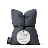 Salus Lavender and Barley Heat Pillow in charcoal color, soft fabric with lavender and barley accents, designed for soothing warmth.