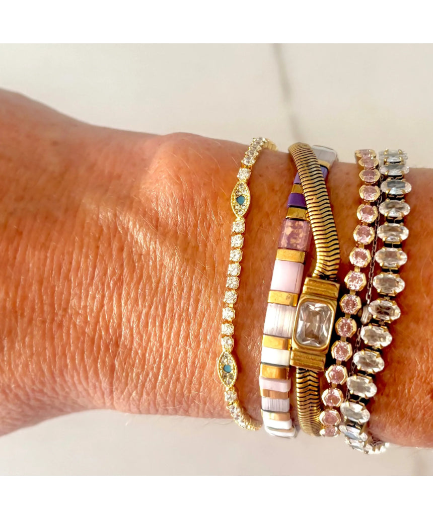 Evil Eye Protection Tennis Bracelet, , Salty Safari - Say It Sister
