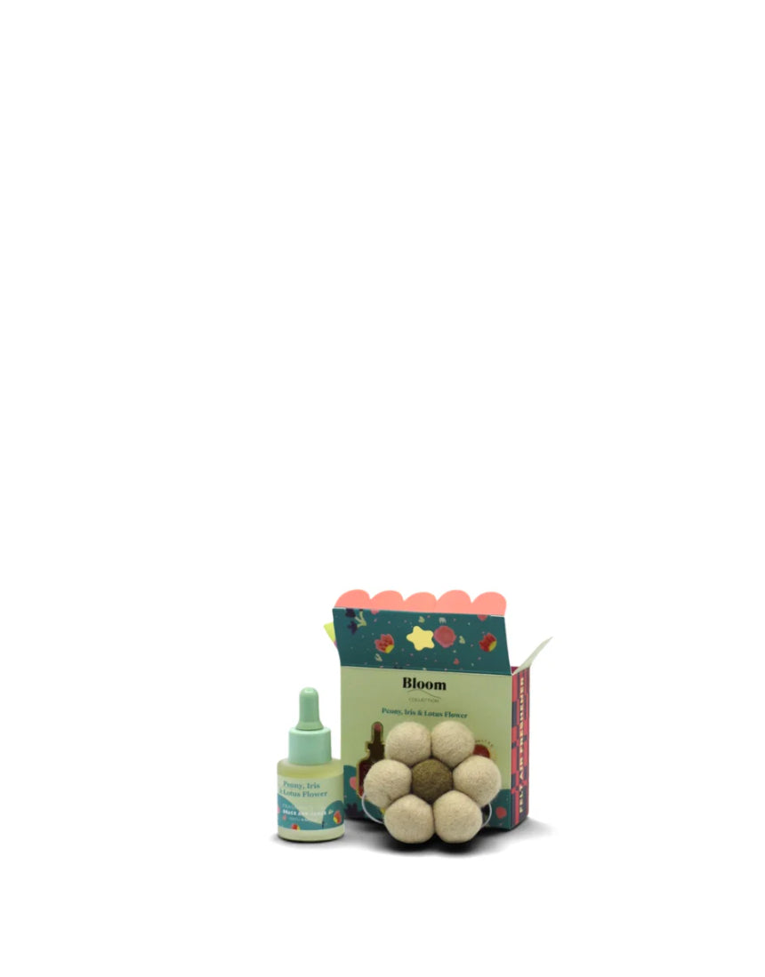 Grace & James Peony, Iris, and Lotus felt air freshener with floral design, showcasing its colorful, textured felt material.