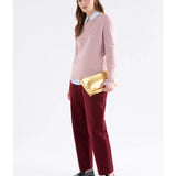 Elk Nevis Merino Sweater in blush pink, cozy knit with a classic crewneck, soft and stylish for casual wear.