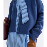 Elk Klee Cardi in bright navy, a stylish knitted clothing item with a textured pattern, perfect for layered winter fashion.