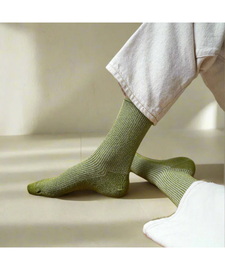 Klue - Glitter Lurex Socks - Olive Green, socks, Klue - Say It Sister