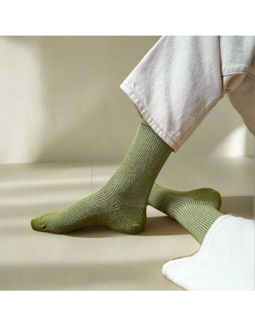 Klue - Glitter Lurex Socks - Olive Green, socks, Klue - Say It Sister