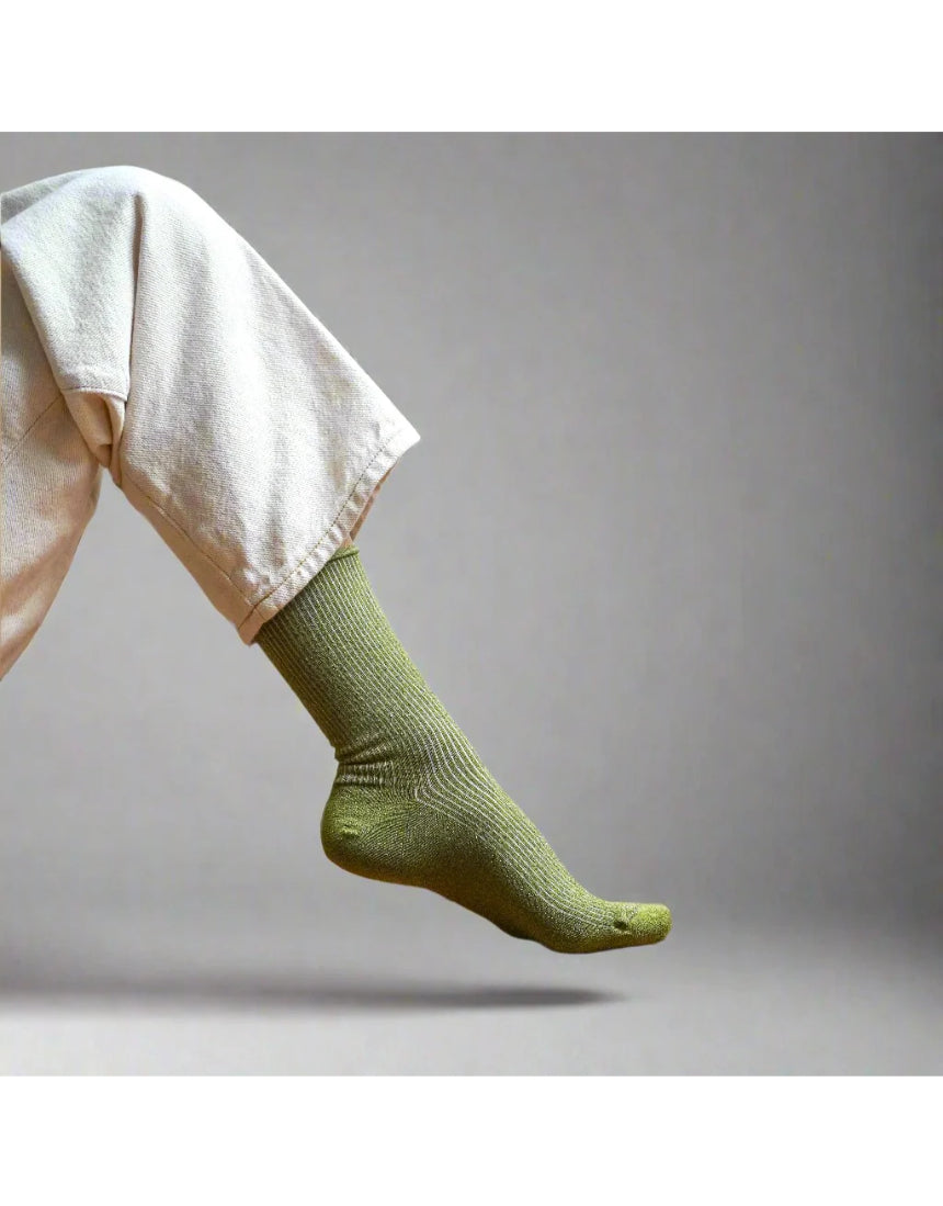 Klue - Glitter Lurex Socks - Olive Green, socks, Klue - Say It Sister