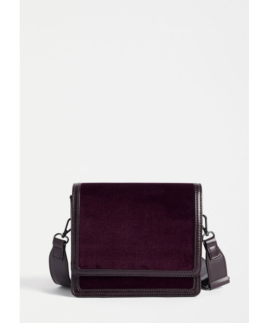 ELK The Label Vel Crossbody Bag in Mulberry leather, featuring a compact design with adjustable strap and sleek finish.