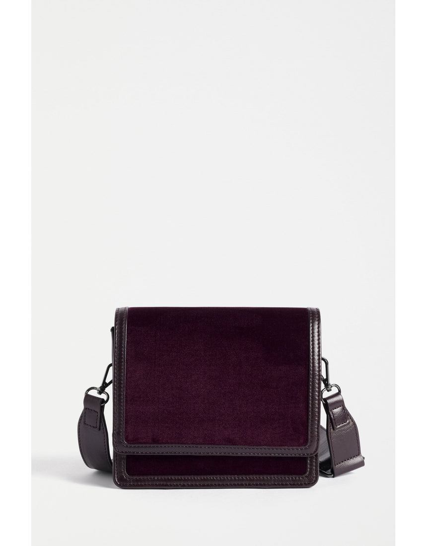 ELK The Label Vel Crossbody Bag in Mulberry leather, featuring a compact design with adjustable strap and sleek finish.