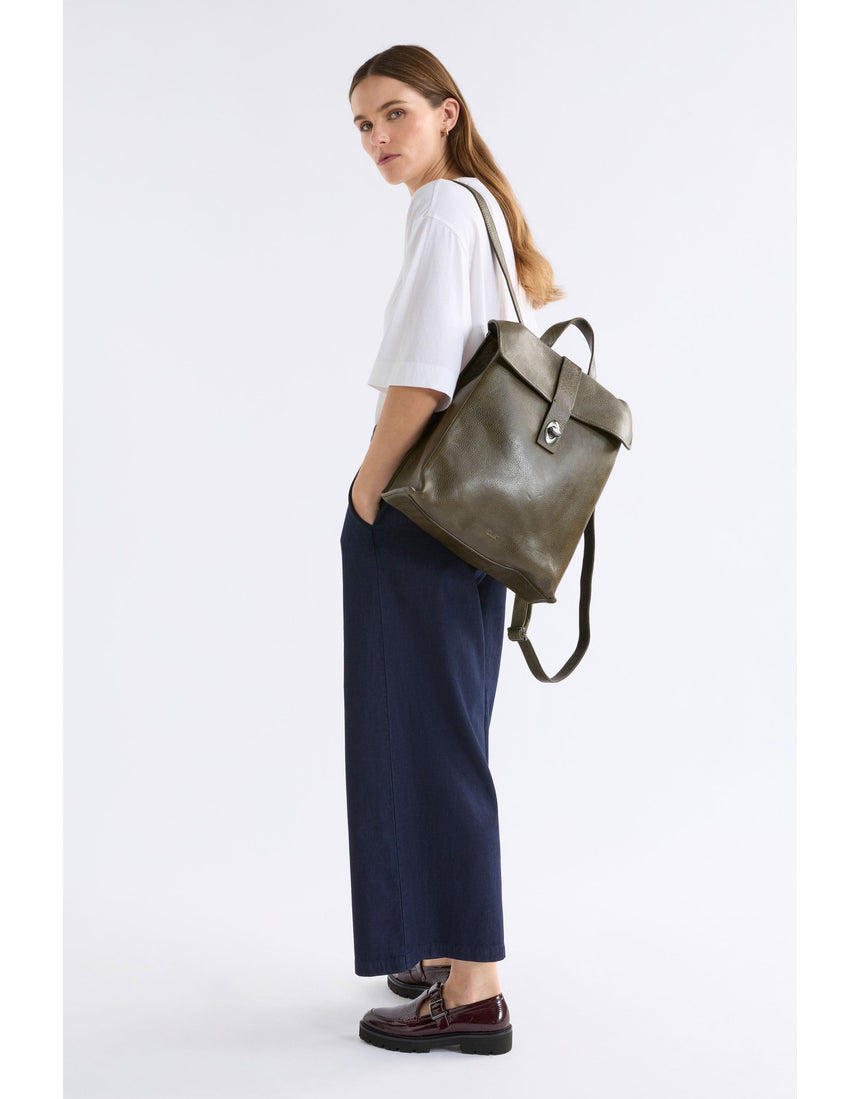 Dark olive Elk Hyddan backpack by ELK The Label with adjustable straps and spacious main compartment, stylish and functional.