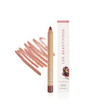 Luk Beautifood Natural Lipstick Crayon in Fig Brûlée with packaging, showcasing the creamy lipstick and box.